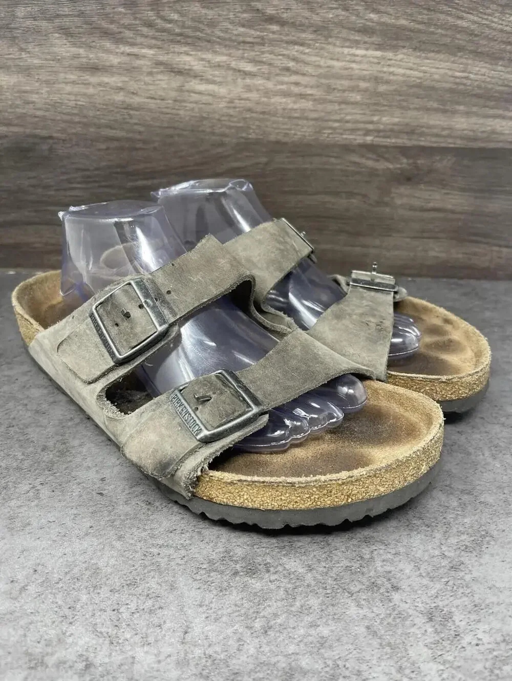 Birkenstock Arizona Taupe Suede Leather Sandals Mens Size 11 (44) Slide - Picture 4 of 8